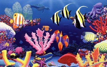 動物 Painting - 魚の背景王国その他水中